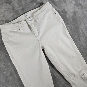 Lila‎ Ryan White Denim Jeans Ripped Knee Skinny Leg Casual Size 26